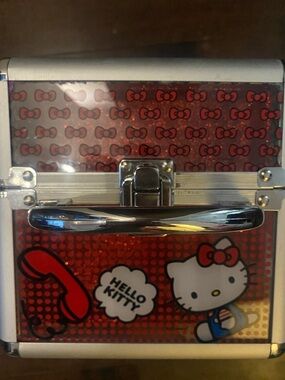 Hello Kitty Red and Silver Glitter Makeup Case 6 inch mini